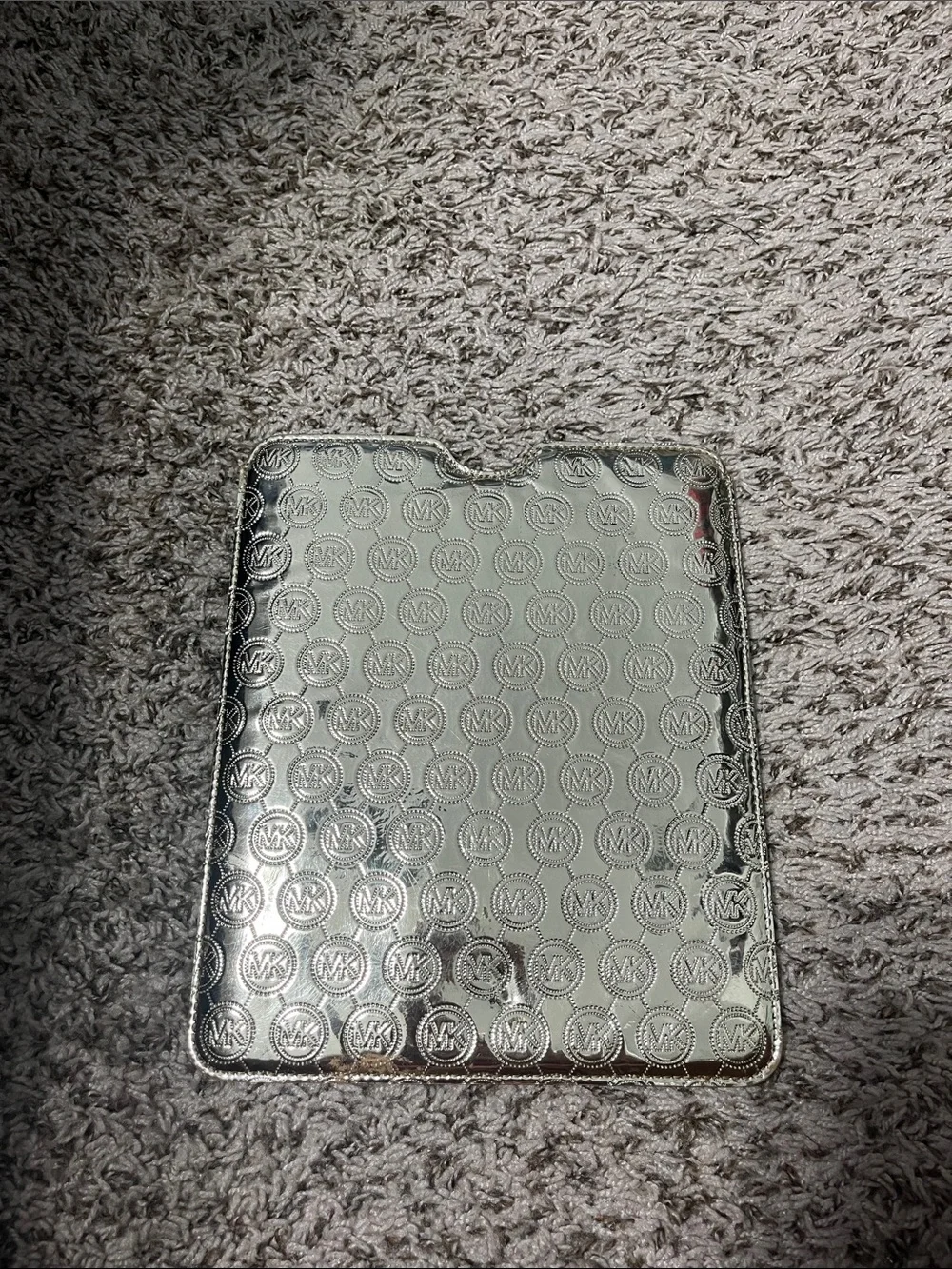 Michael Kors Silver Metallic Embossed MK Tablet Sleeve